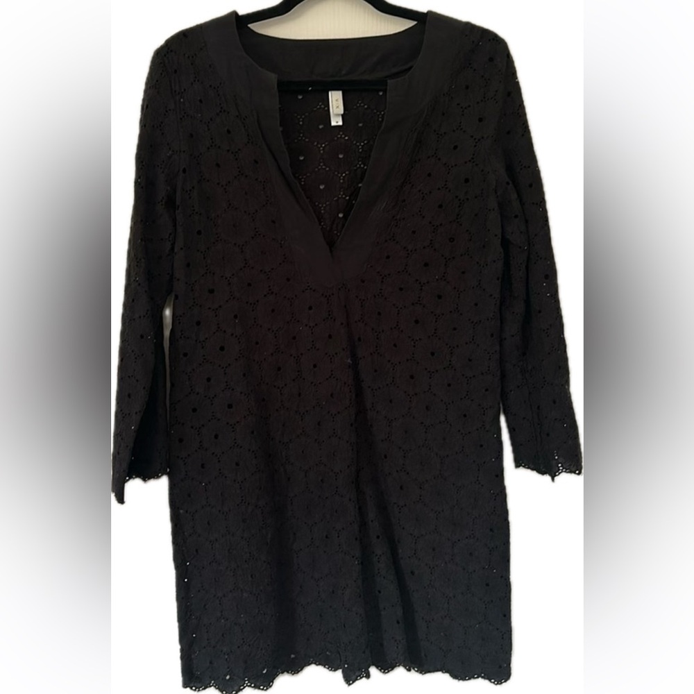 Vix Paula Hermanny Black Eyelet Swimsuit Coverup Mini Dress Women’s Medium